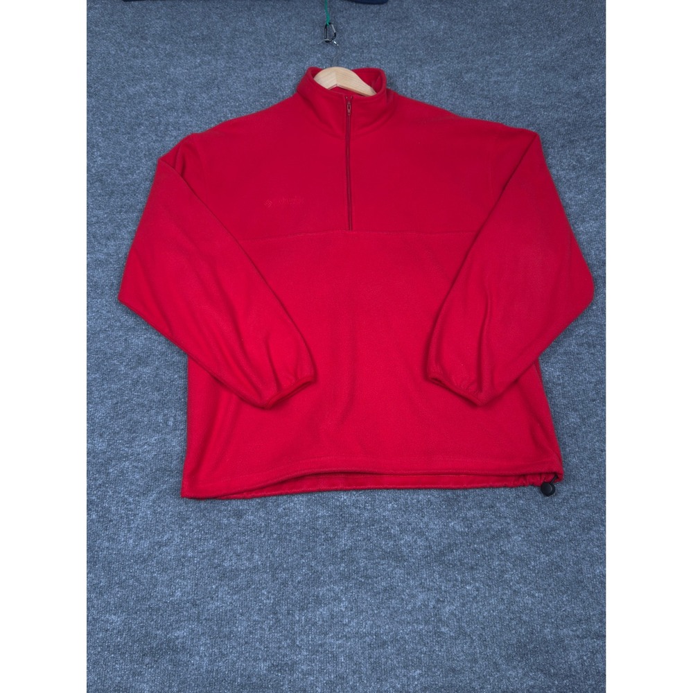 Vintage Columbia Fleece Pullover Sweatshirt 1/4 Zip Red Made‎ In USA Mens Large